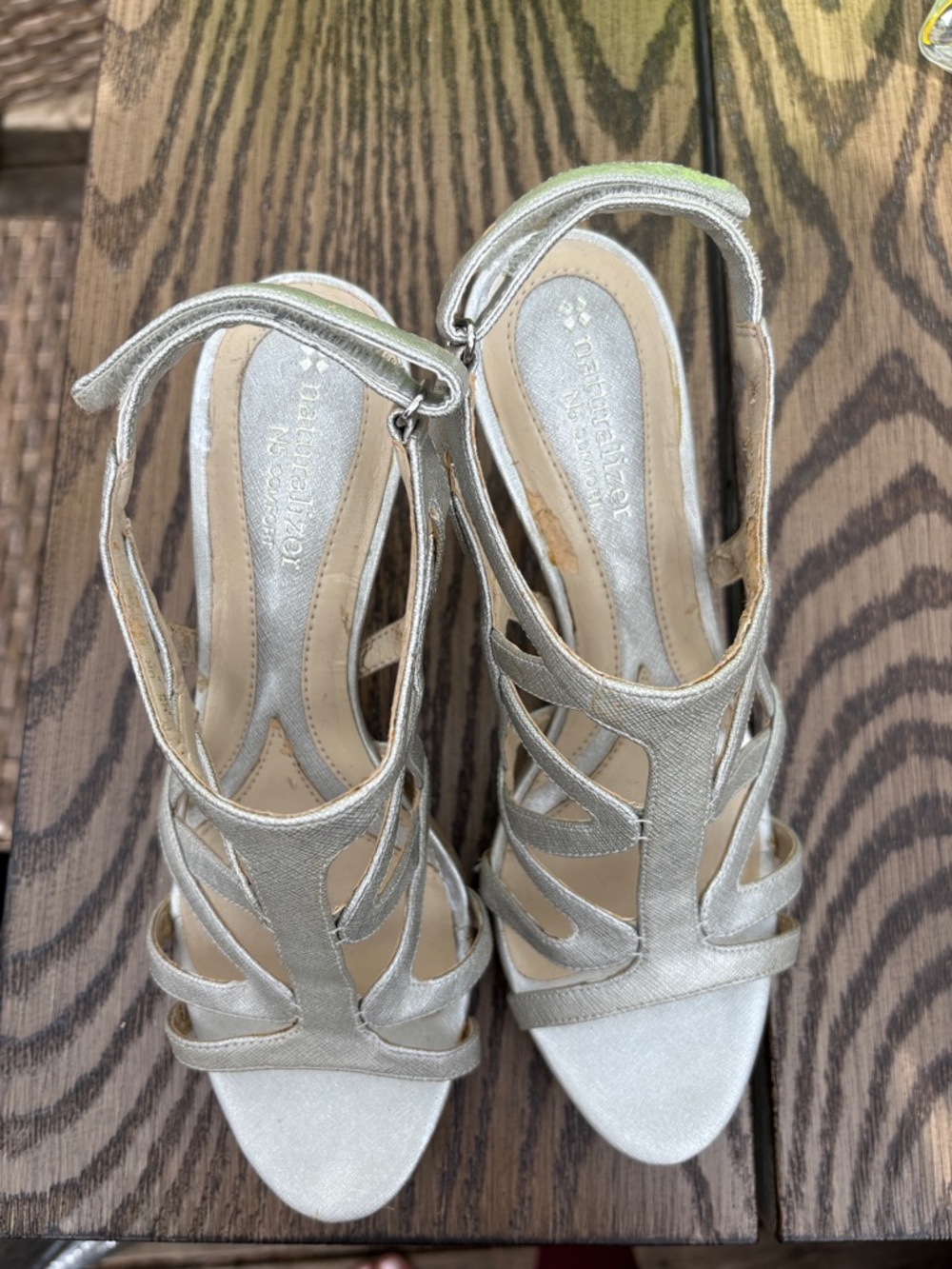 Naturalizer Metallic Silver Open-Toe Heeled Sandals